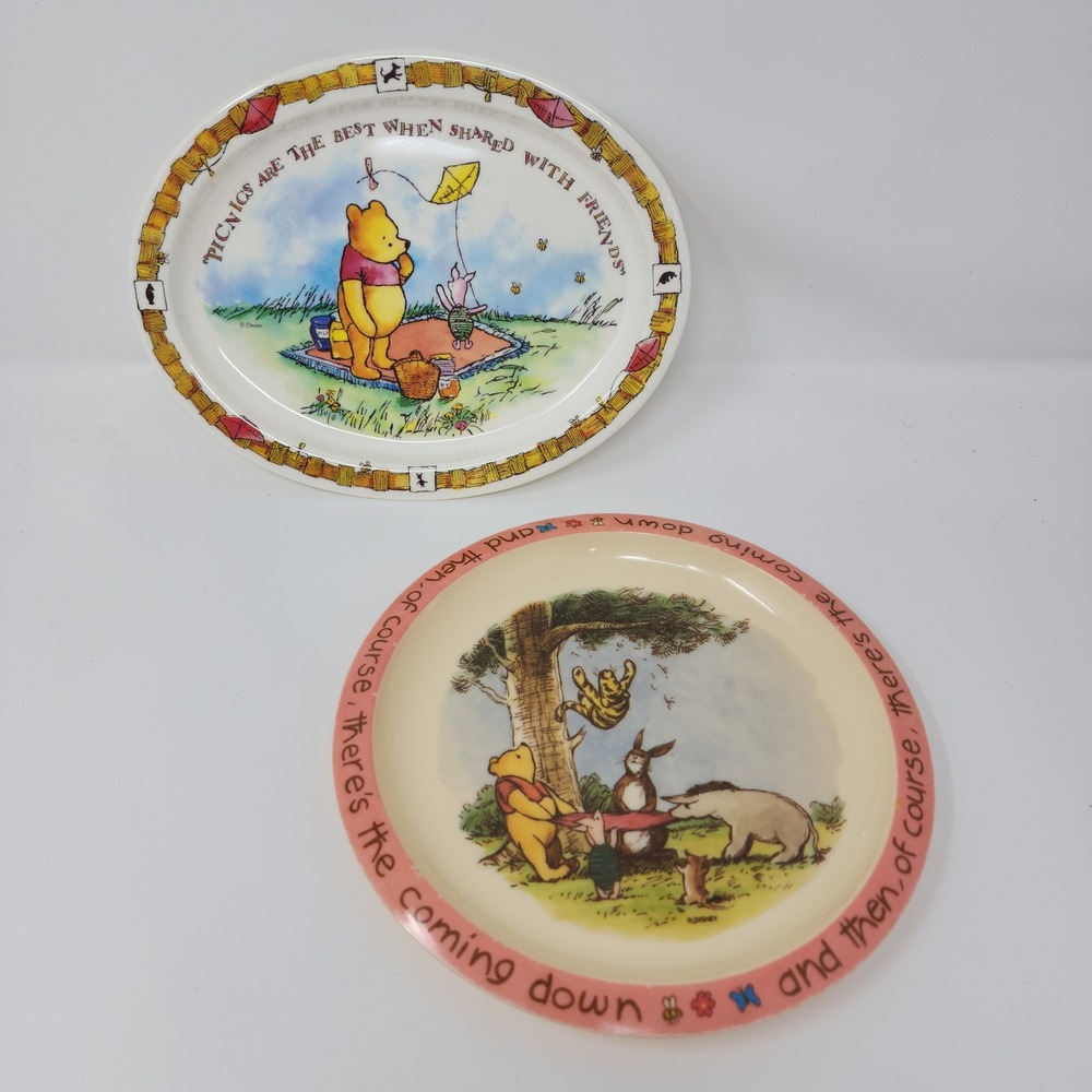 Vtg Melamine Winnie the Pooh Plate Set of‎ 2 Kids Disney Selandia Tigger Piglet